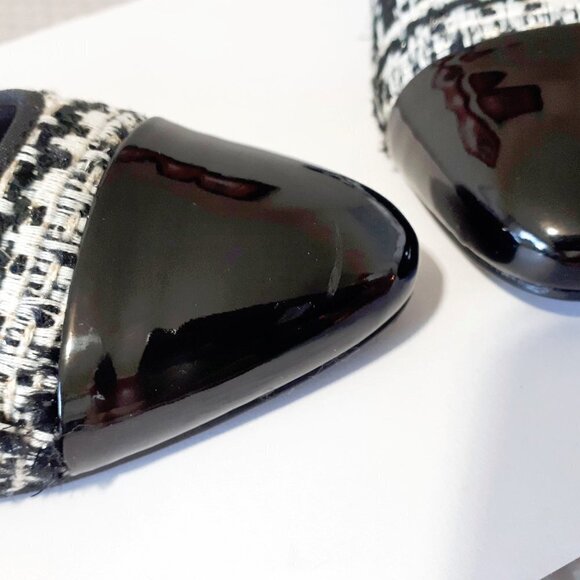 NWT Zara black, white & gold tweed-like flats w/ patent black rounded toe, 6 - Picture 14 of 14